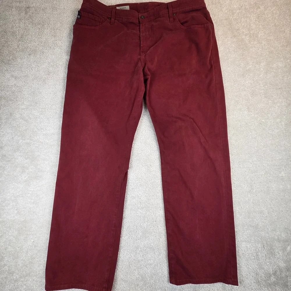 AG Adriano Goldschmied The Graduate Tailored Leg Pants Burgundy Red 40x30 Mens